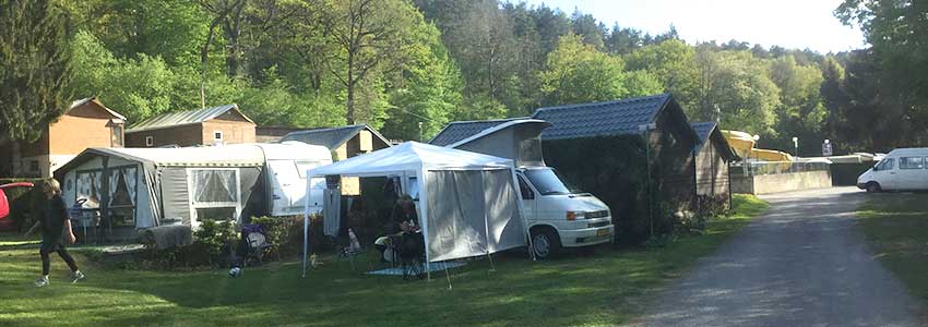 Camping pitch at camping Polleur in the Belgian Ardennes