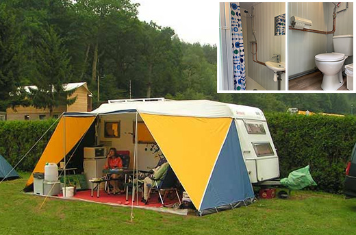 Camping pitch with private sanitary block in the Ardennes